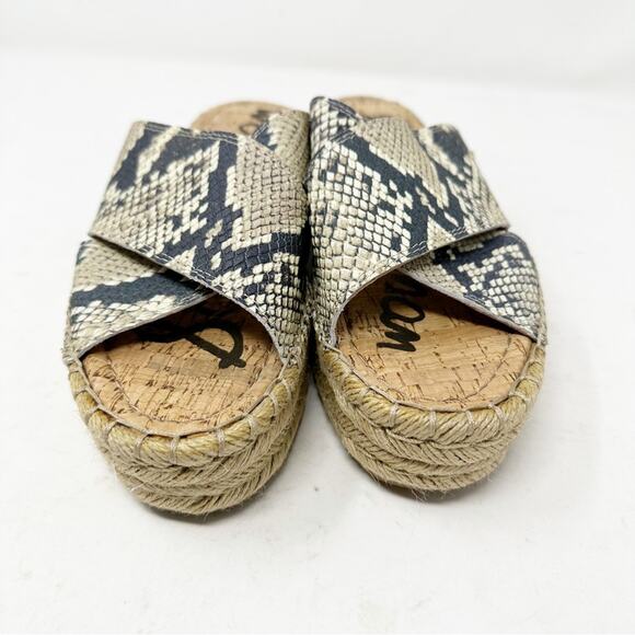 SAM EDELMAN Natty Snakeskin Espadrille Slide Sandals in Size 7.5 - Picture 2 of 7